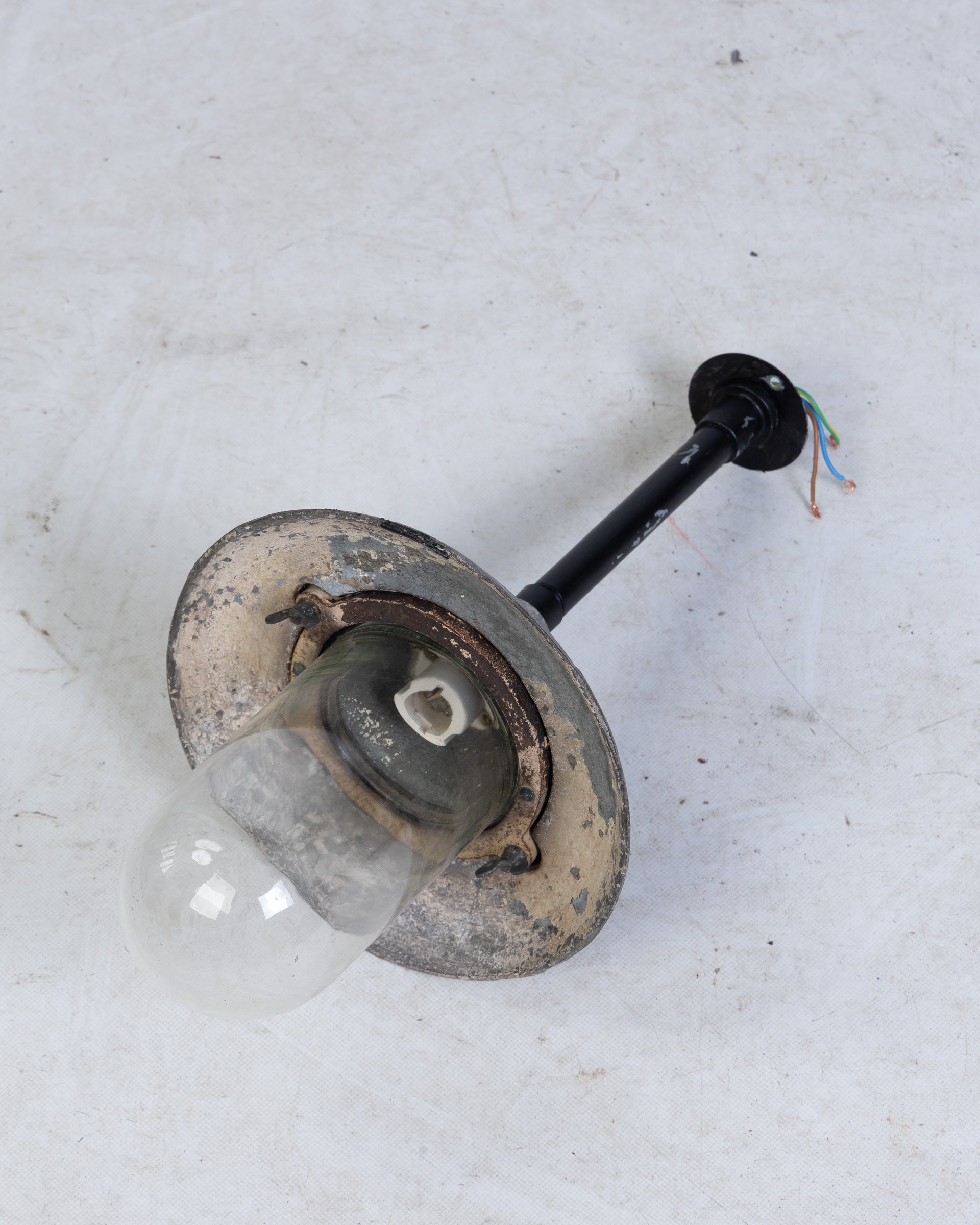 Vintage Industrial Style Grey Metal & Glass Wall Light Fixture