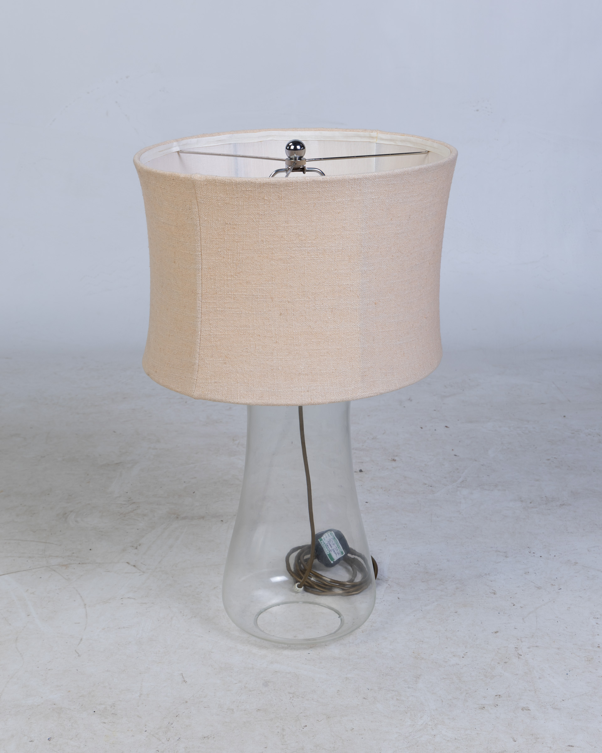 Glass Vase Table Lamp with Cream Fabric Shade