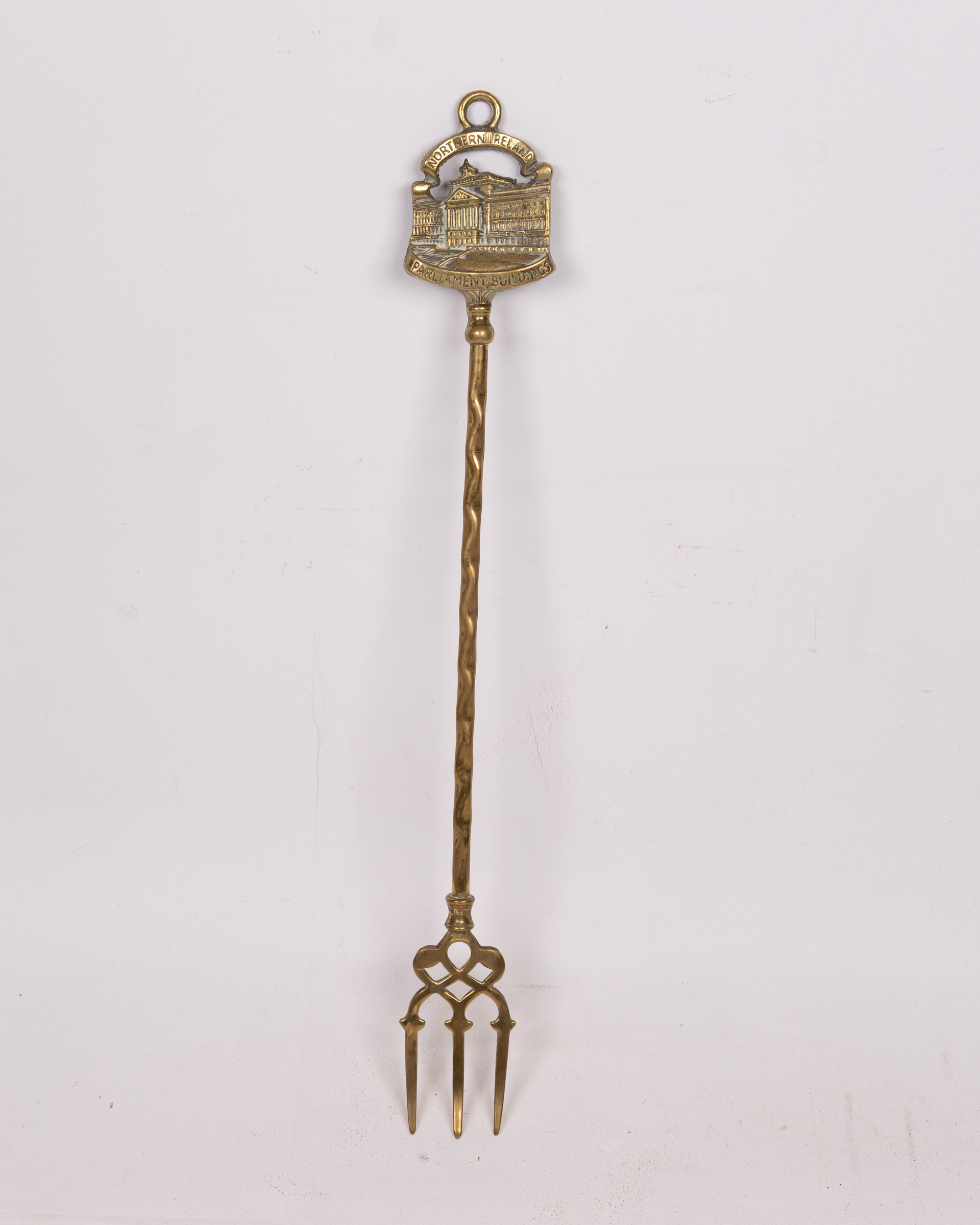Vintage Northern Ireland Parliament Buildings Souvenir Brass Toasting Fork