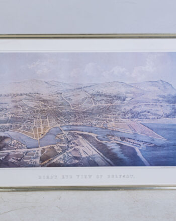 Framed Bird’s Eye View of Belfast Print in Gold Frame