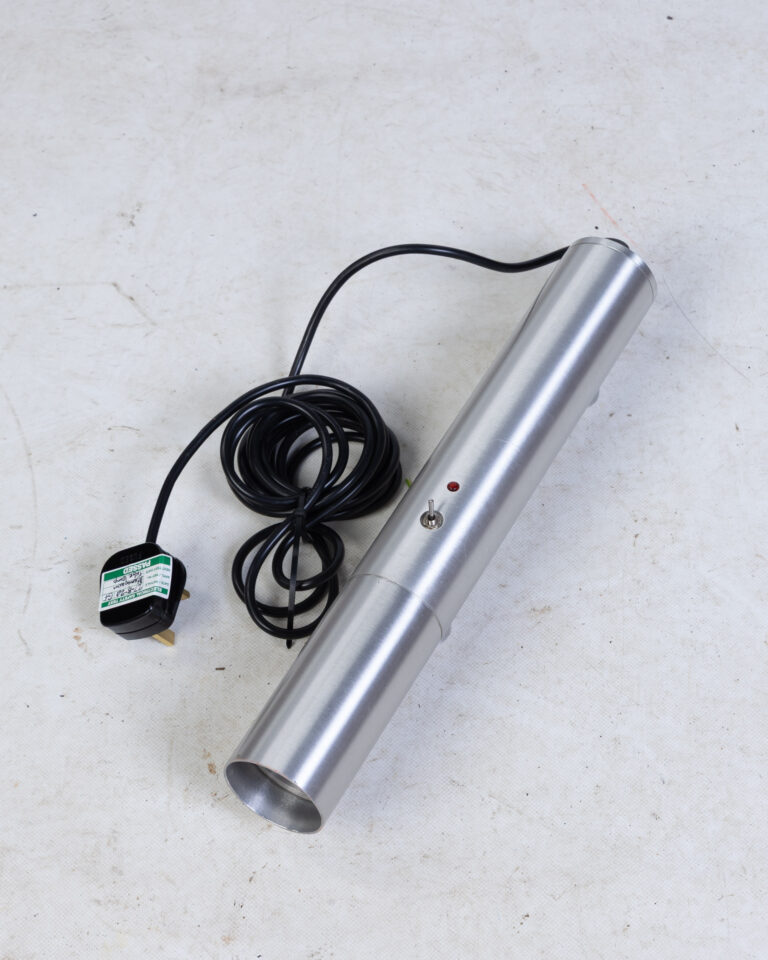 Silver Tone Metal Cylindrical Up or Down Wall Light with UK Plug