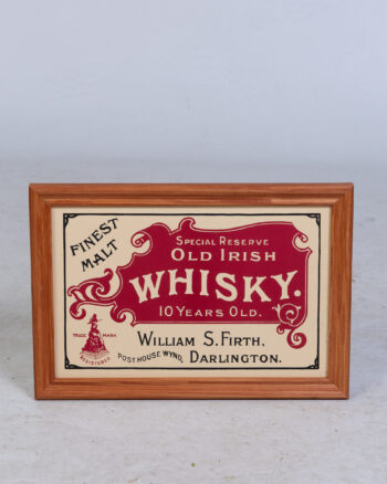 William S. Firth Darlington Old Irish Whisky Framed Advertisement