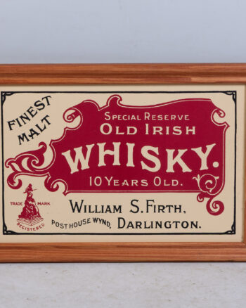 William S. Firth Darlington Old Irish Whisky Framed Advertisement