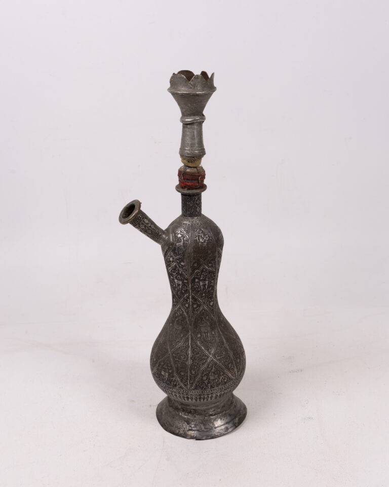 Arabic Ottoman Metal Hookah Base with Engraved Detailing
