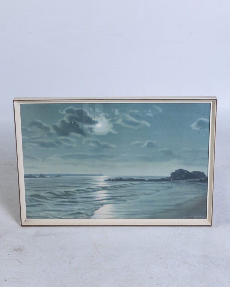 1960s Roger de la Corbiere "The Moonlit Sea" Framed Print