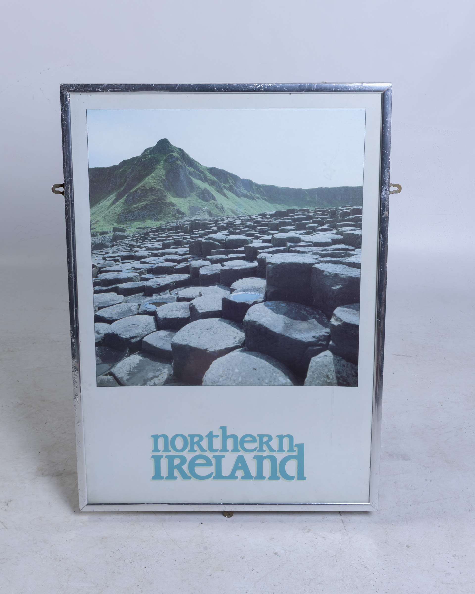 Framed ‘Northern Ireland’ Travel Poster, Giant’s Causeway, Silver Frame
