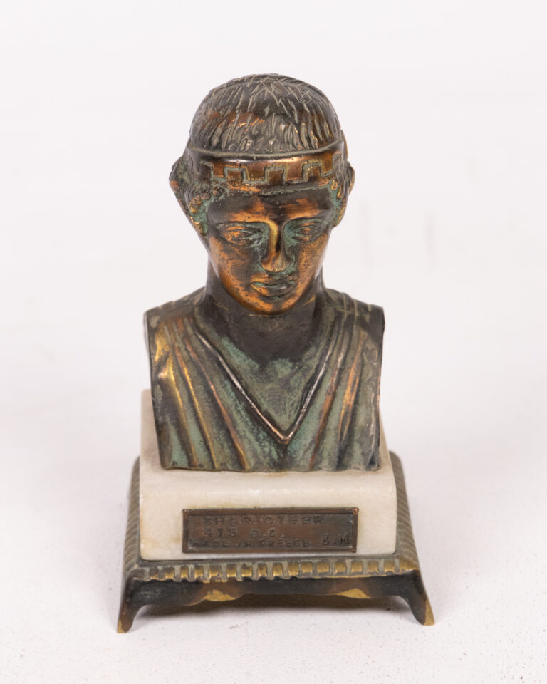 Small Bronze Finish Ancient Greek Charioteer Bust
