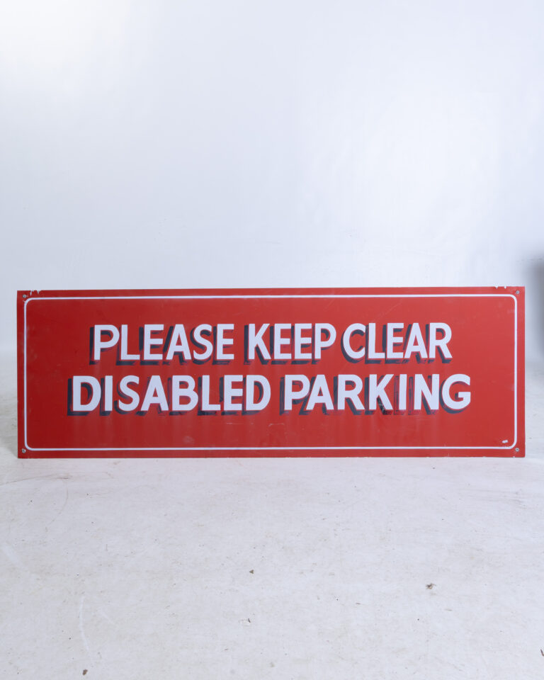 Vintage 'Please Keep Clear Disabled Parking' Hand-painted Metal Sign