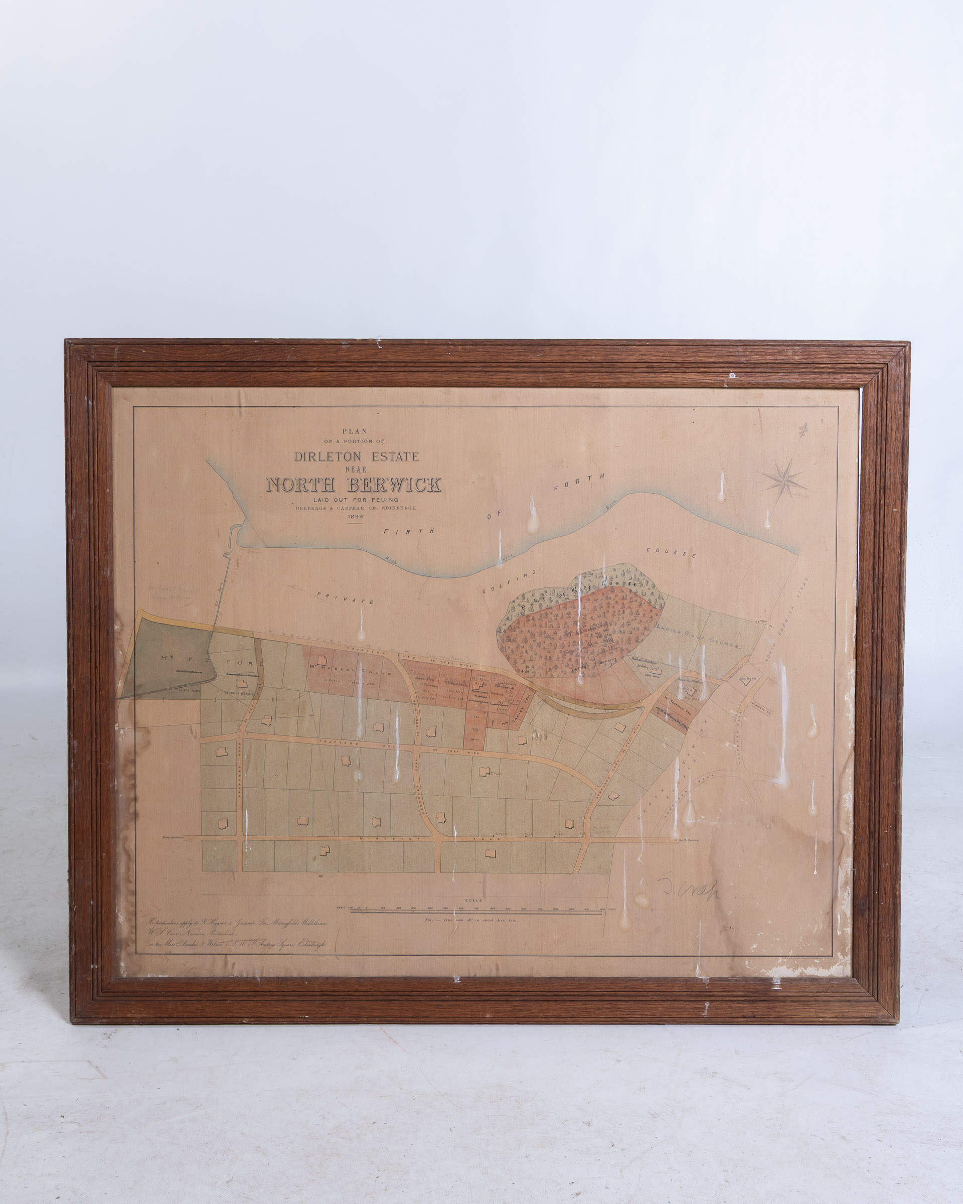 Vintage Dirleton Estate North Berwick 1894 Framed Map Print