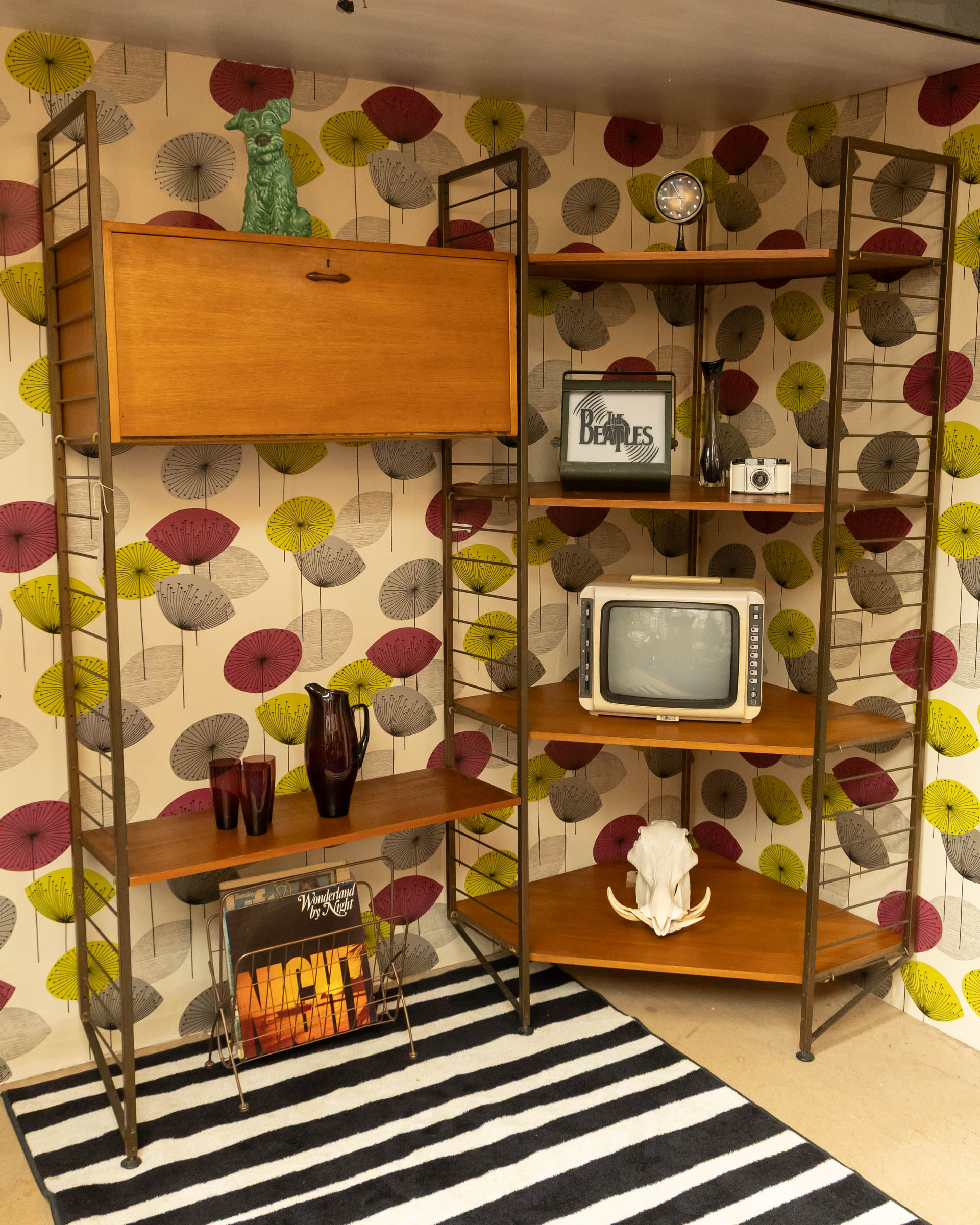 Mid Century Teak & Metal Ladderax Corner Unit with Shelves and Cabinet