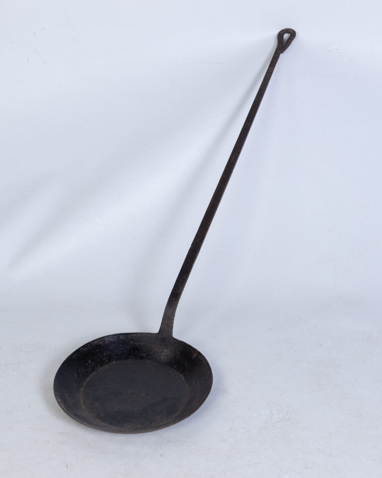 Vintage Forged Iron Hearth Pan with Long Handle