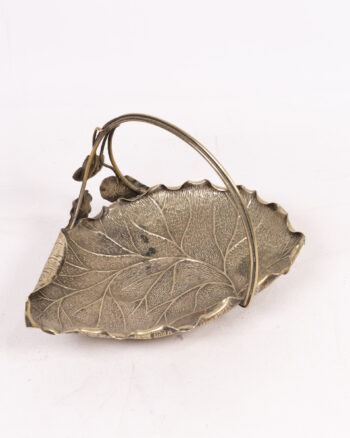 Vintage Leaf Shaped Metal Serving Tray / Plate