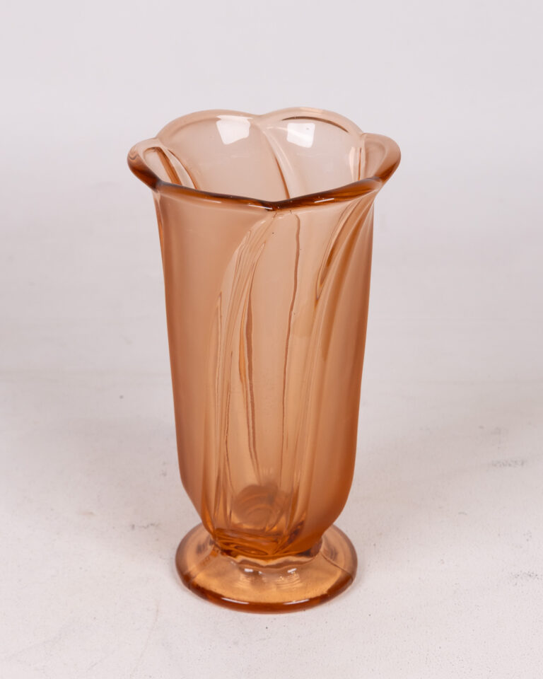 Vintage Light Orange Fluted Glass Vase