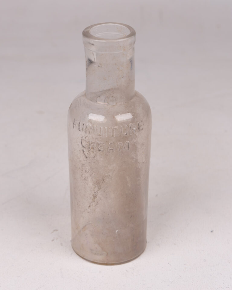 Vintage Stephenson Brothers Furniture Cream Glass Bottle