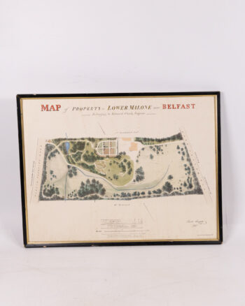 Framed Reproduction Map of Property in Lower Malone, Belfast, c.1845