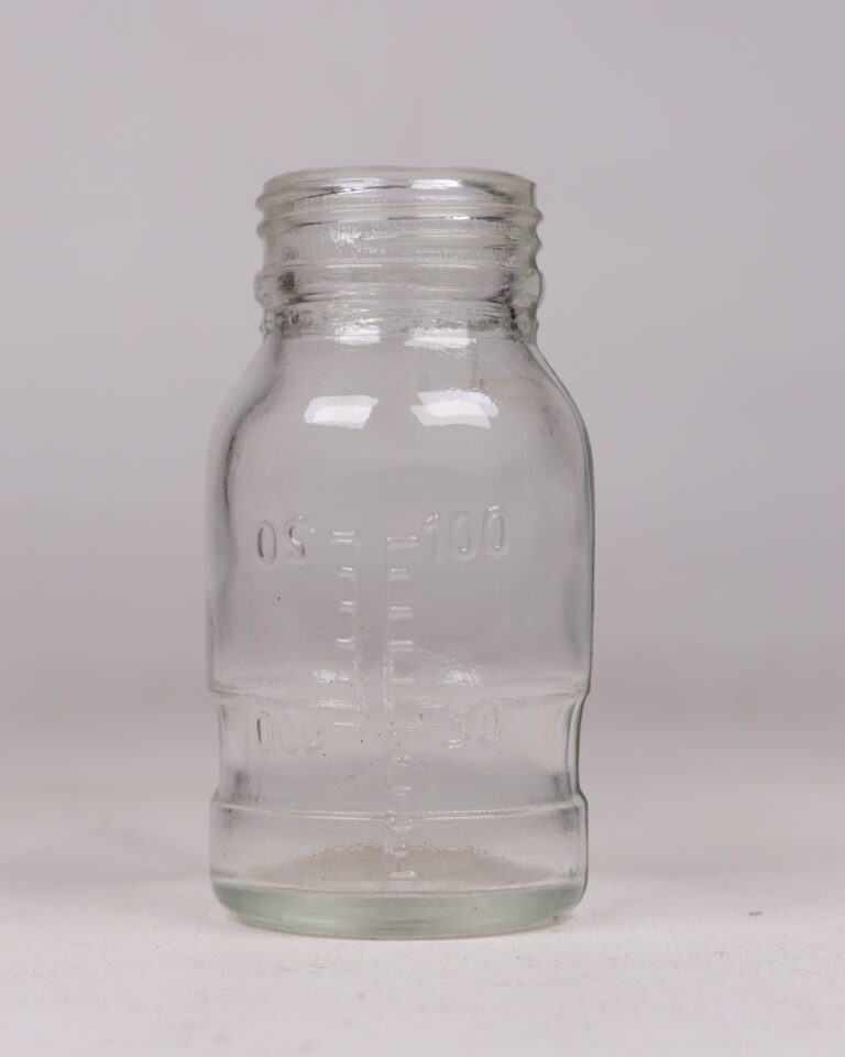 c1960s Small Clear Glass Hospital Bottle with Measurement Markings