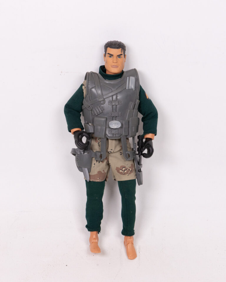 Vintage Action Man Military Figure Doll in Green Outfit & Camo Shorts
