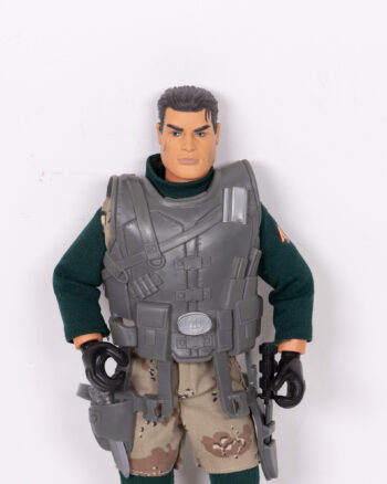 Vintage Action Man Military Figure Doll in Green Outfit & Camo Shorts