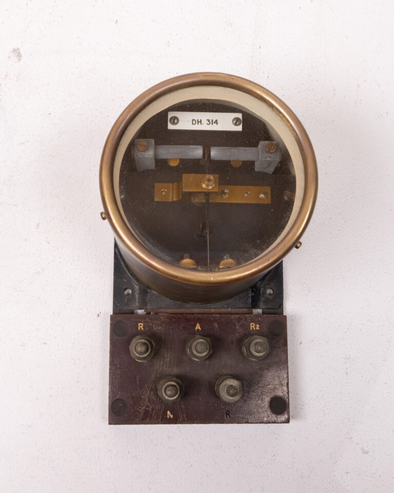 Vintage Electrical Train Signal Gauge with Brass Frame