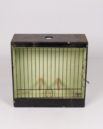 Vintage Black & Green Wooden Bird Cage