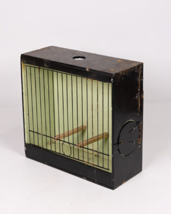 Vintage Black & Green Wooden Bird Cage