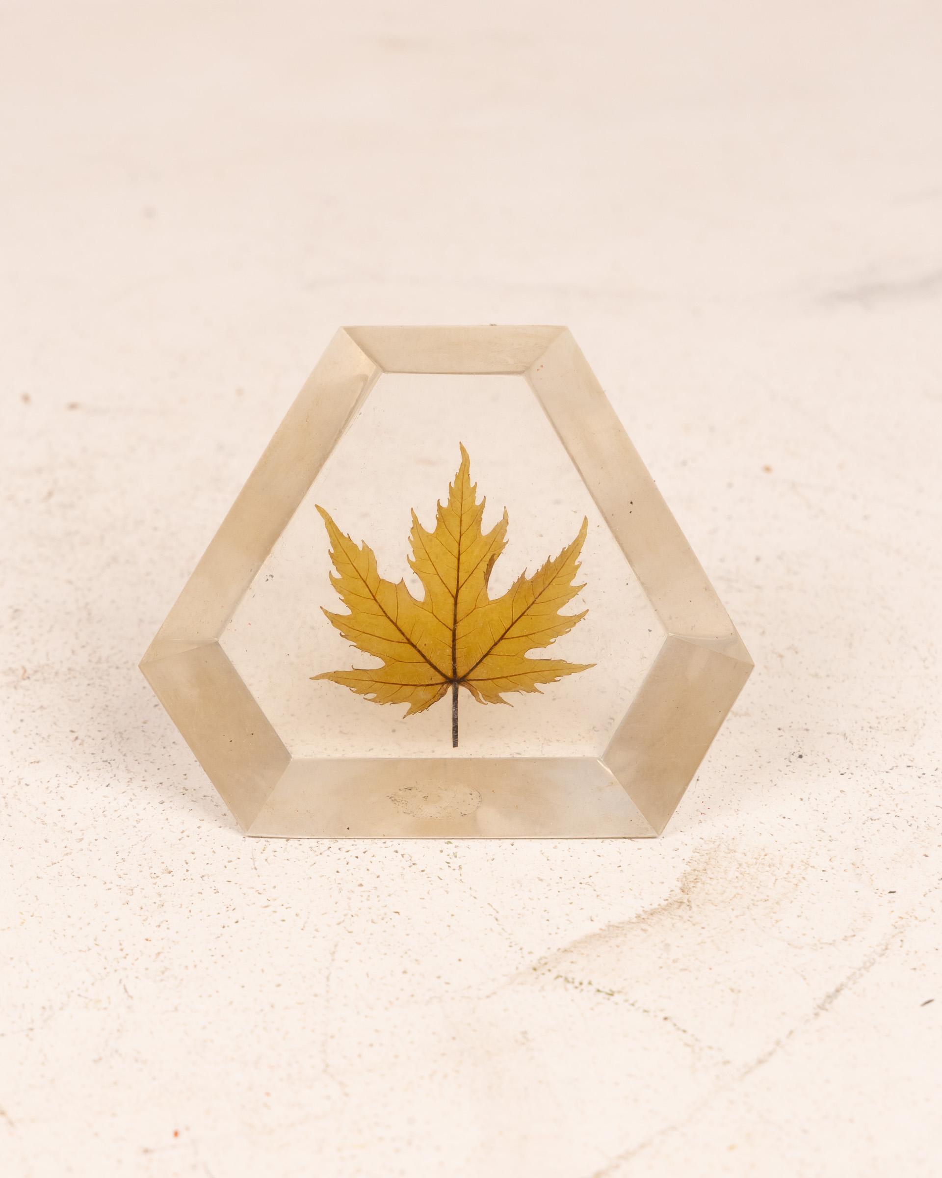 Resin Maple Leaf Hexagon Paperweight