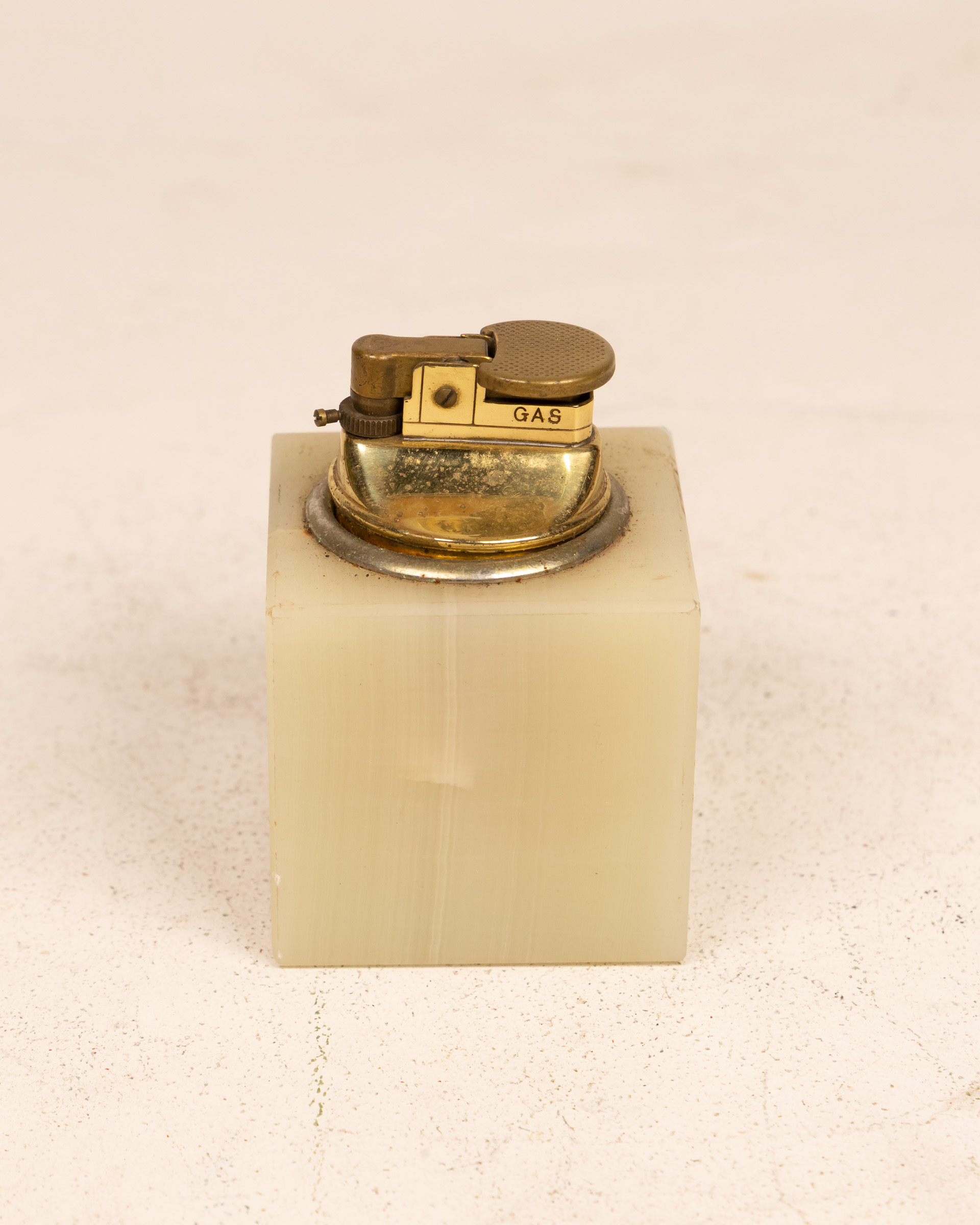 Square Table Lighter Vintage Onyx Table Lighter with Brass Mechanism - On The Square Emporium