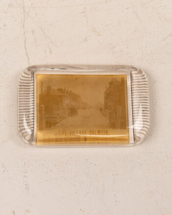 Vintage “The Village Dalmuir” Glass Photo Paperweight