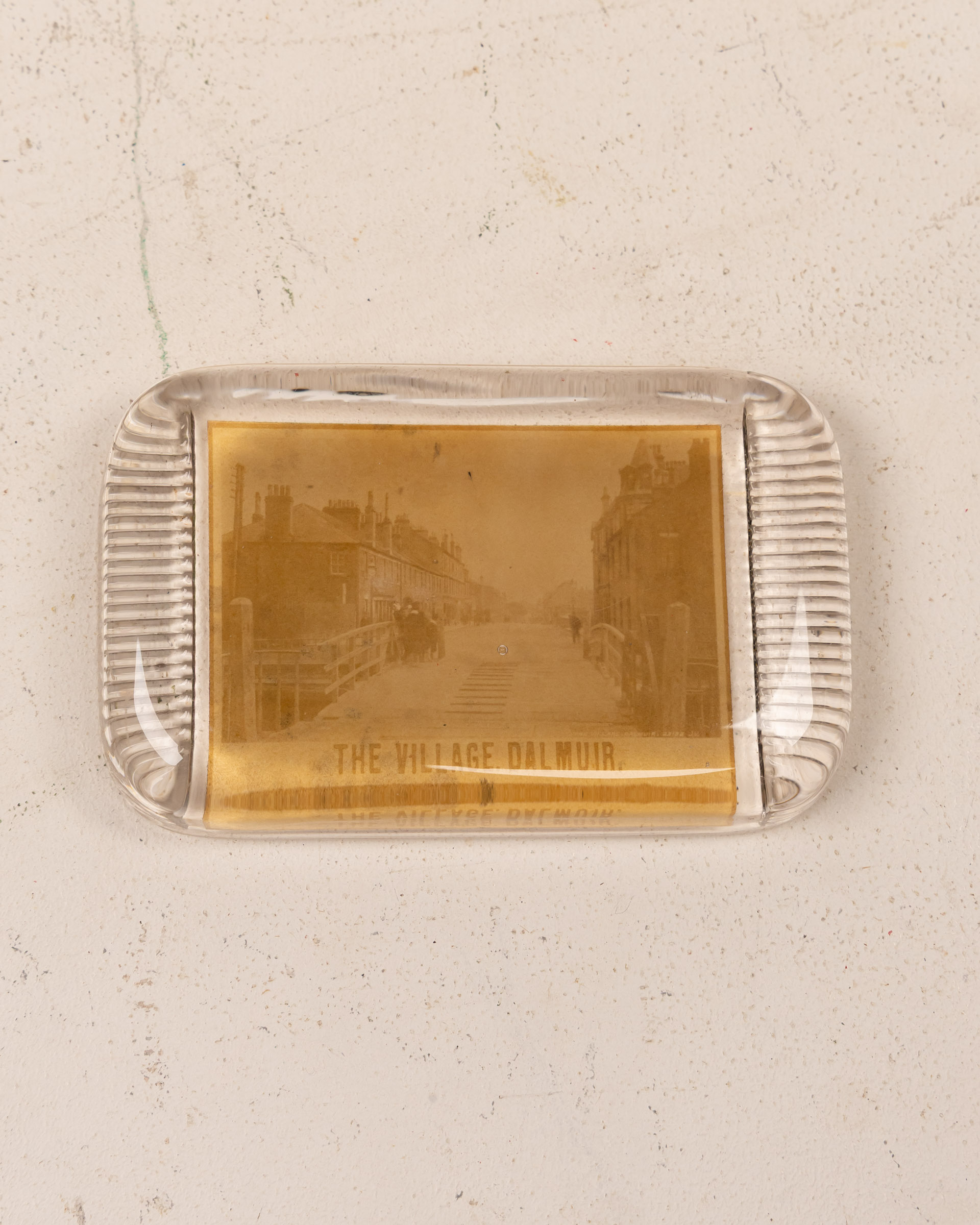 Vintage “The Village Dalmuir” Glass Photo Paperweight