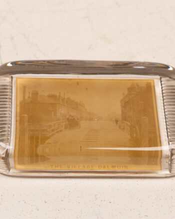 Vintage “The Village Dalmuir” Glass Photo Paperweight