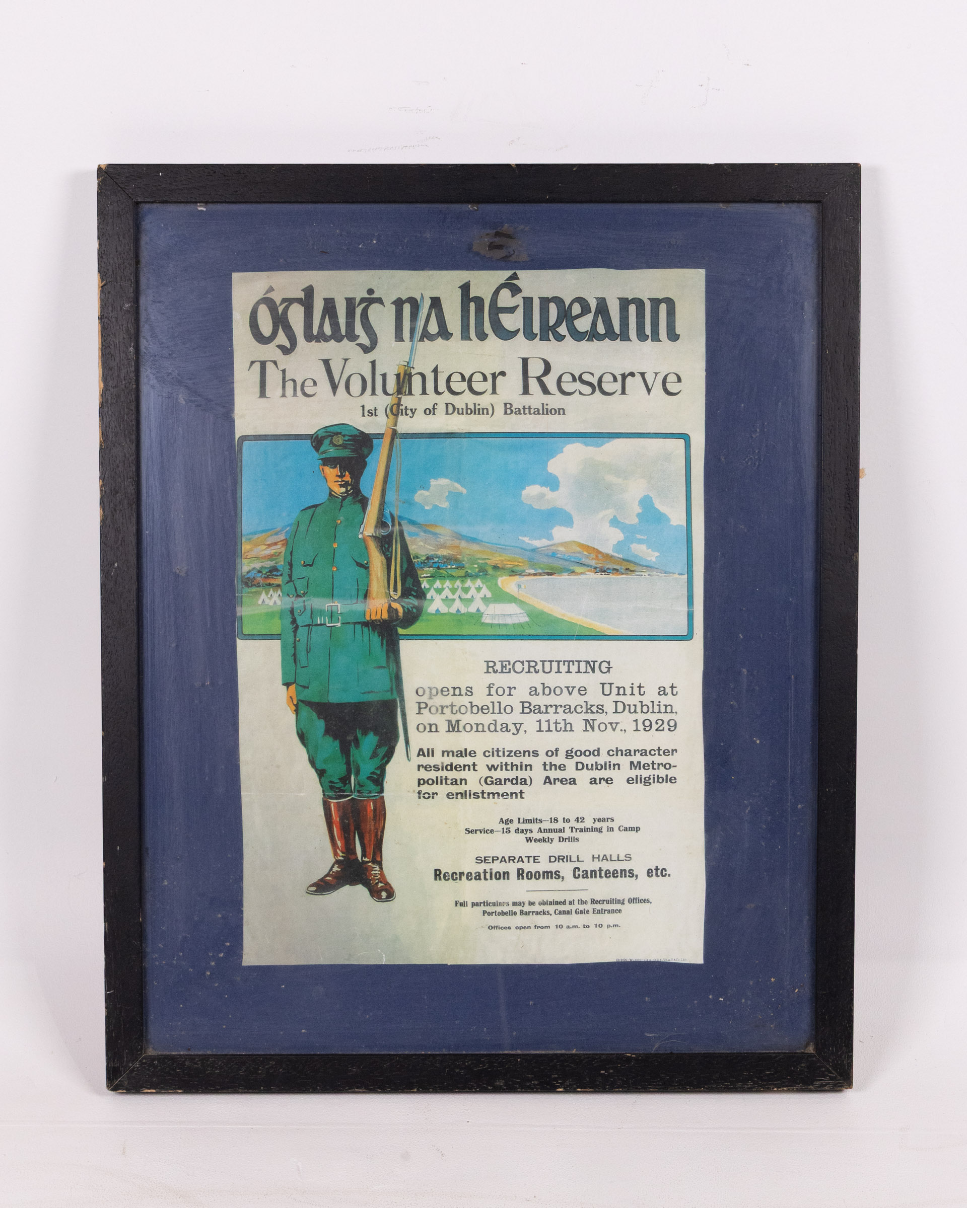 Framed 1929 Irish Volunteer Reserve Recruitment Poster