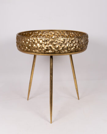 Textured Gold Finish Metal Side Table