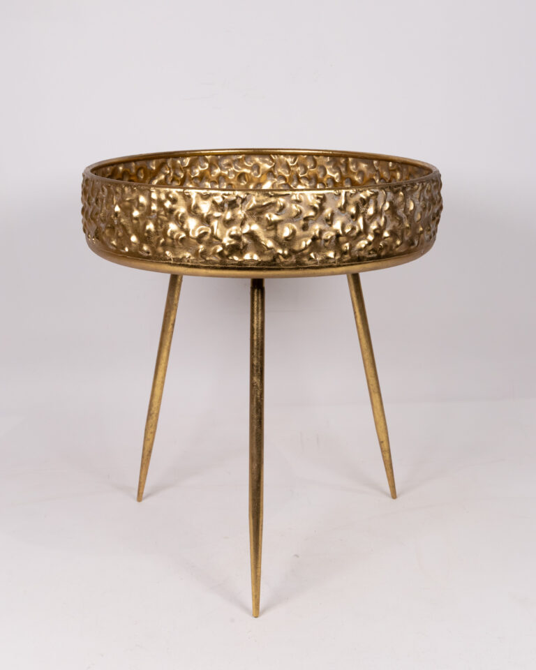 Textured Gold Finish Metal Side Table
