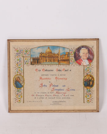Vintage Framed Marriage Blessing Print – John Paul II, 1966