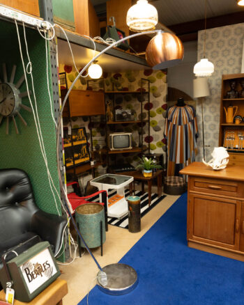 Retro Italian-style Chrome Arc Floor Lamp with Copper Effect Shade