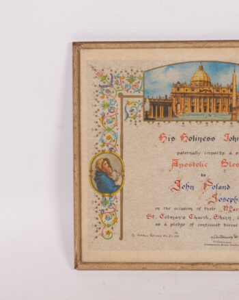 Vintage Framed Marriage Blessing Print – John Paul II, 1966