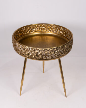 Textured Gold Finish Metal Side Table