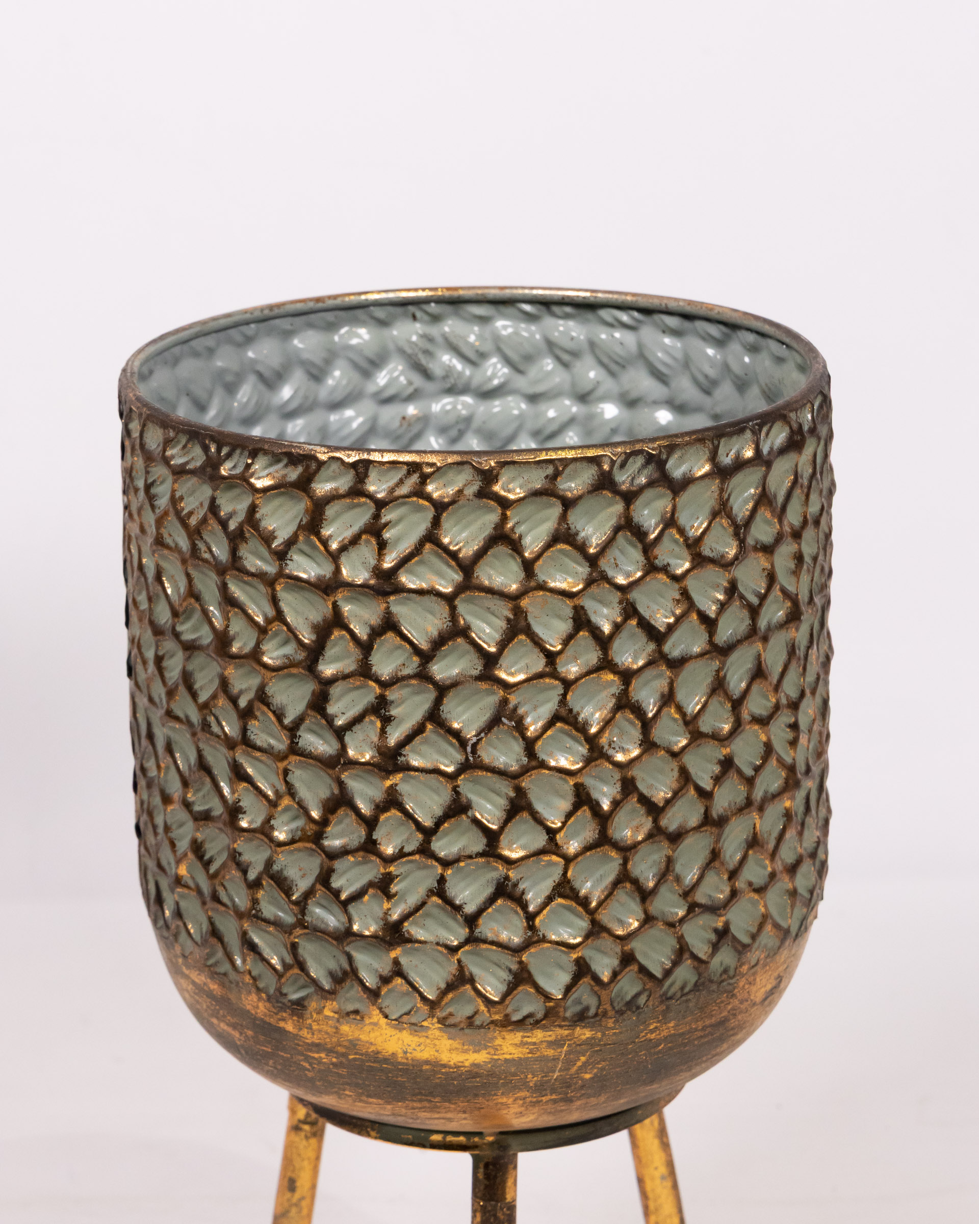 Gold-effect Tripod Planter with Textured Finish