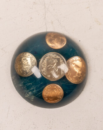 Isle of Man Resin Paperweight with Manx Coinage