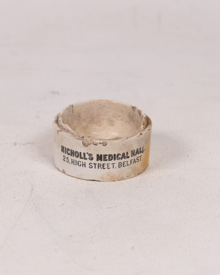 Nicholl's Medical Hall Belfast Cream Ceramic Ointment Pot