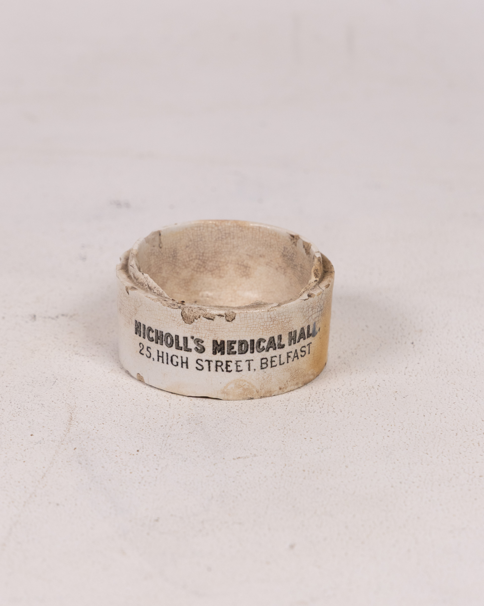 Nicholl’s Medical Hall Belfast Cream Ceramic Ointment Pot