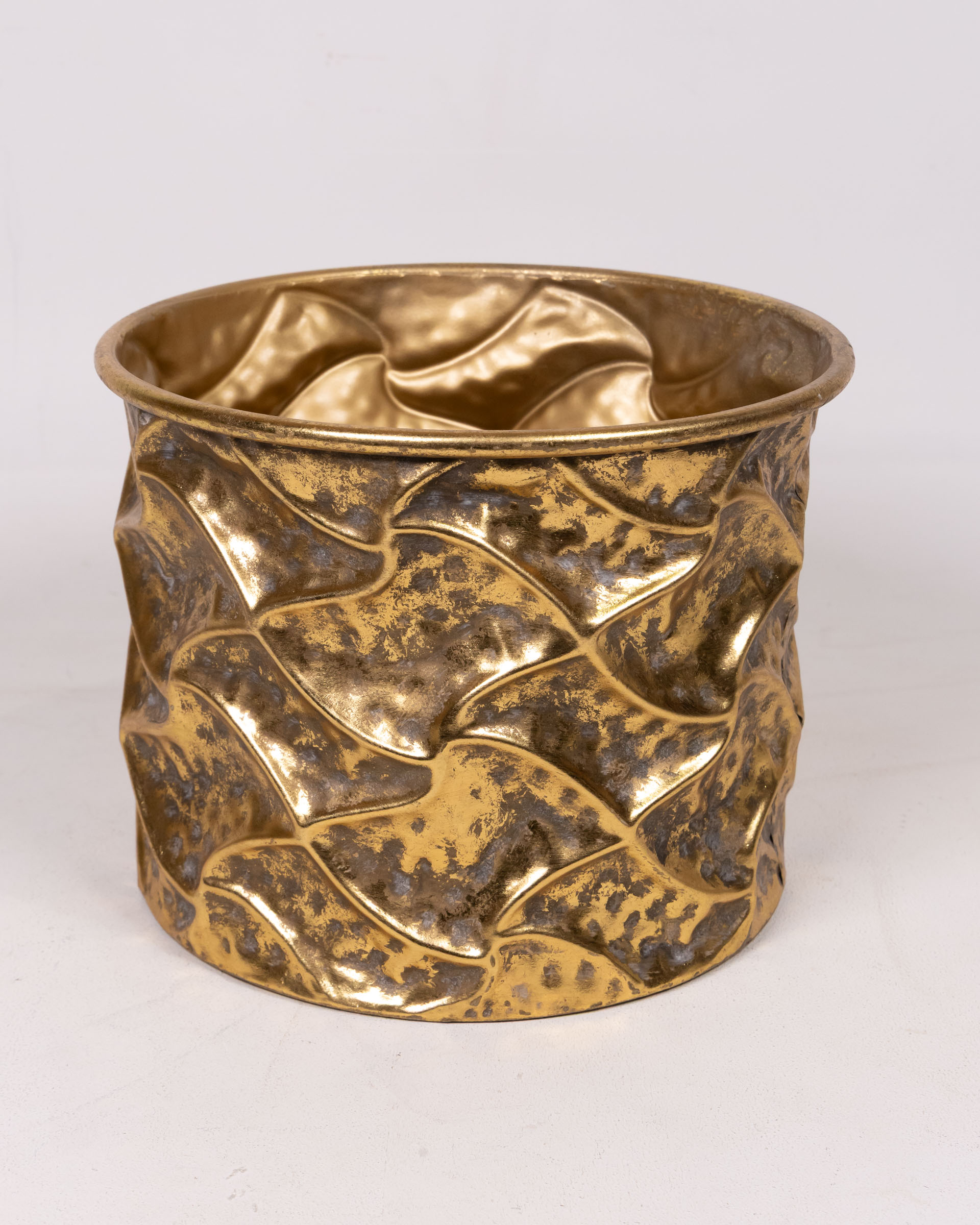 Textured Gold-effect Metal Planter
