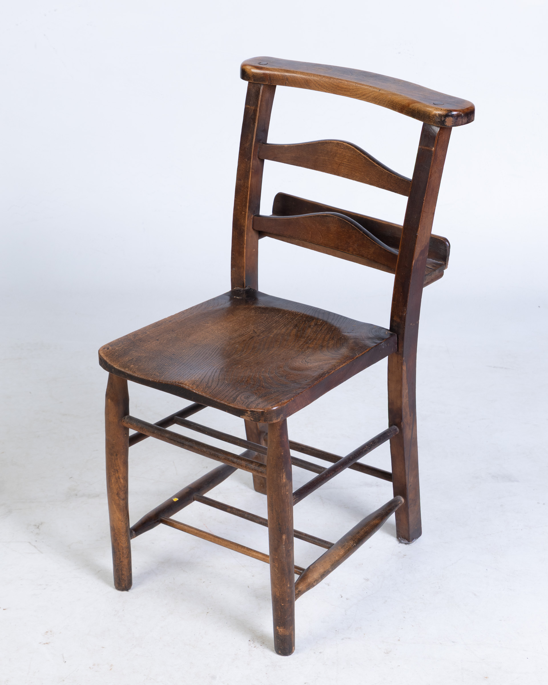 Vintage 1920s Solid Oak Chapel Chair / Church Chair with Bible Holder