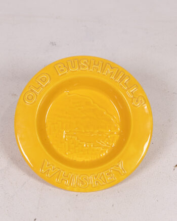Vintage Old Bushmills Whiskey Yellow Ceramic Ashtray