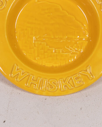 Vintage Old Bushmills Whiskey Yellow Ceramic Ashtray