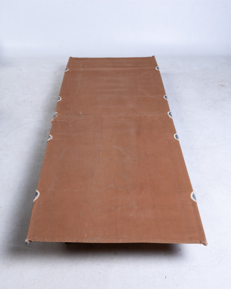 Vintage Brown Canvas Folding Military Cot Bed