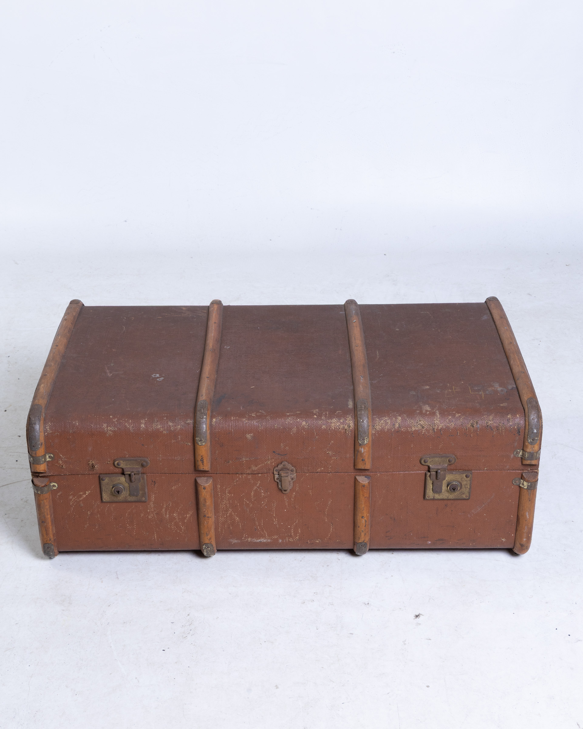 Antique ‘Morrison Trunk Stores Belfast’ Brown Travel Steamer Trunk