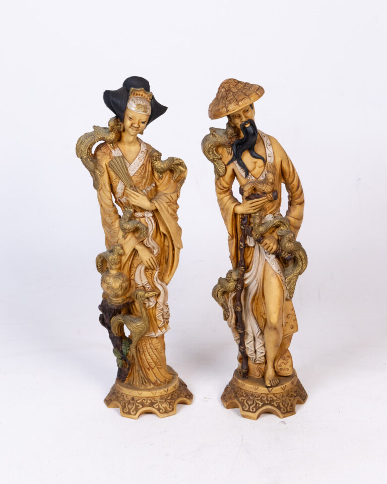 Pair of Vintage Resin Figures of a Chinese Couple
