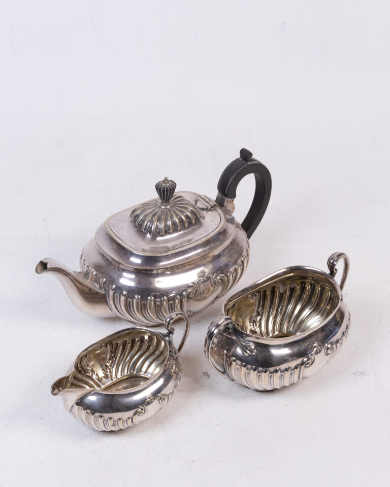 Vintage Silver Plated Tea Set with Teapot, Creamer & Sugar Bowl