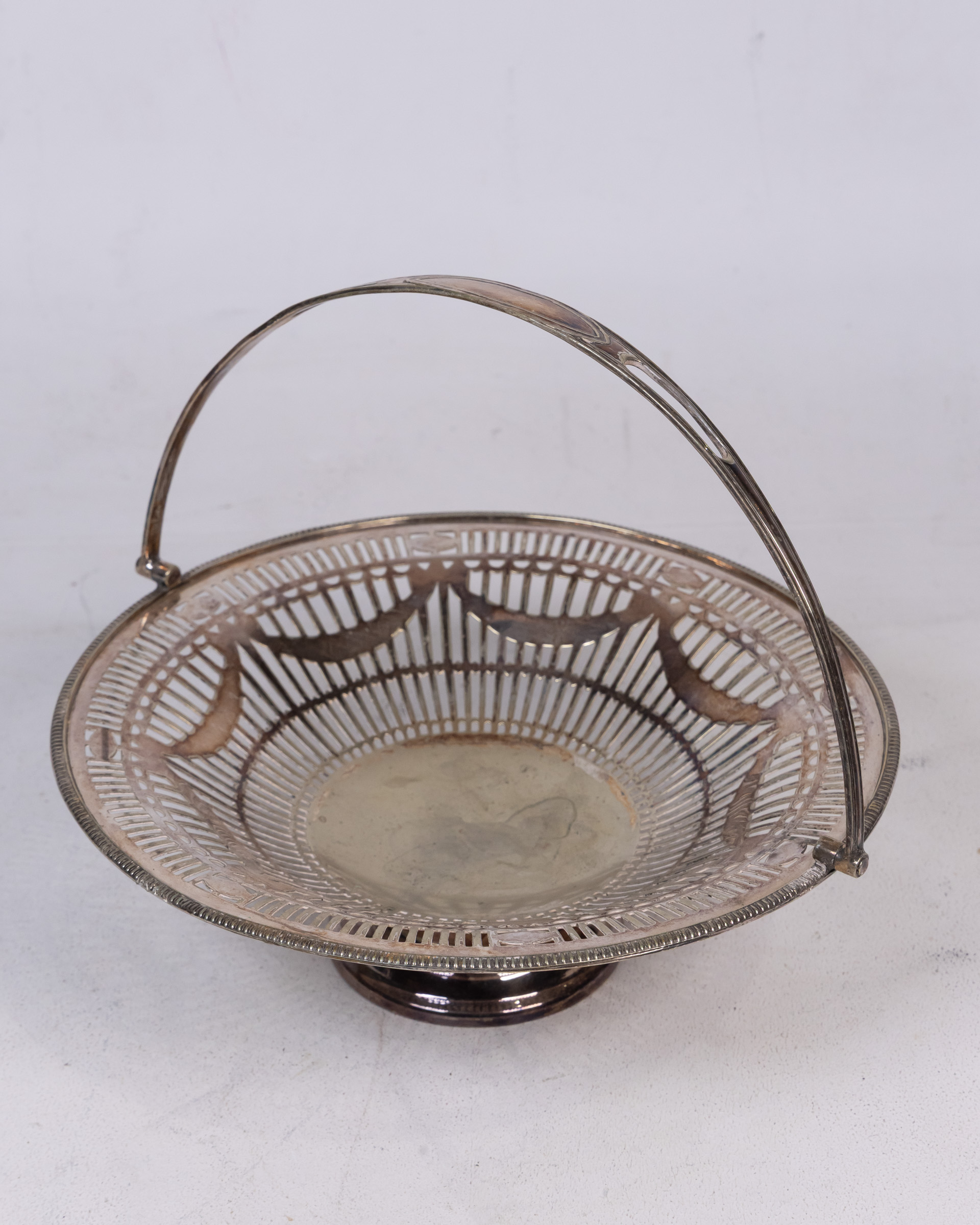 Vintage Silver-Plated Openwork Basket Bowl with Handle
